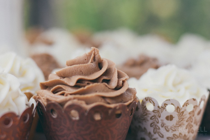 A detailed view of some wedding cupcakes