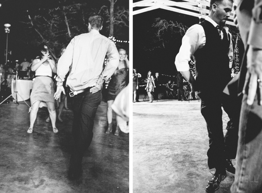 A guest has his pants on backwards during the wedding reception
