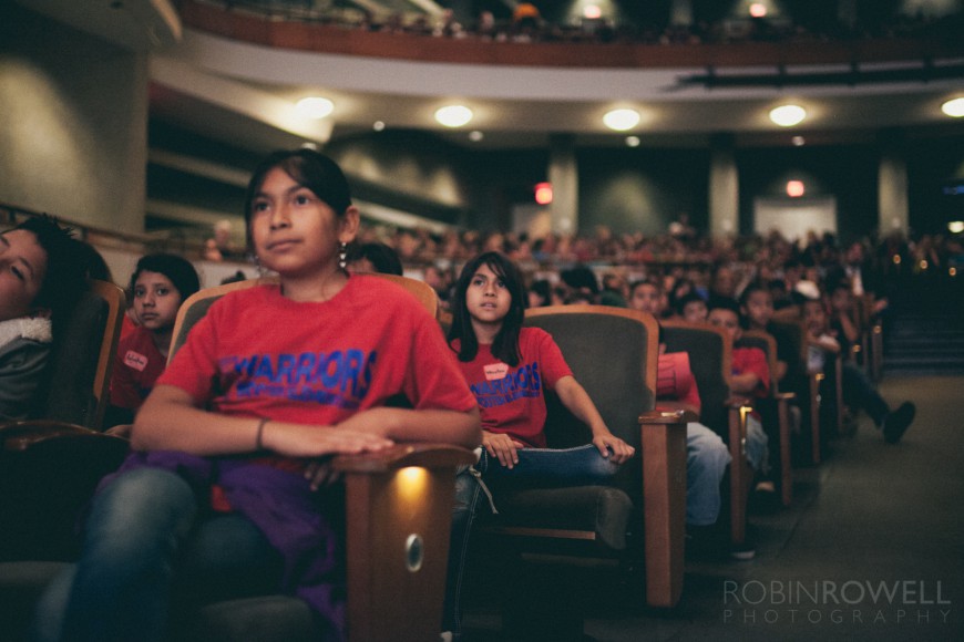 Children listen intently to the sounds of thesymphony