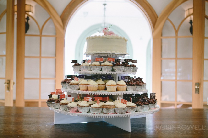 Sweet treats - the wedding cake and tiers of cupcakes