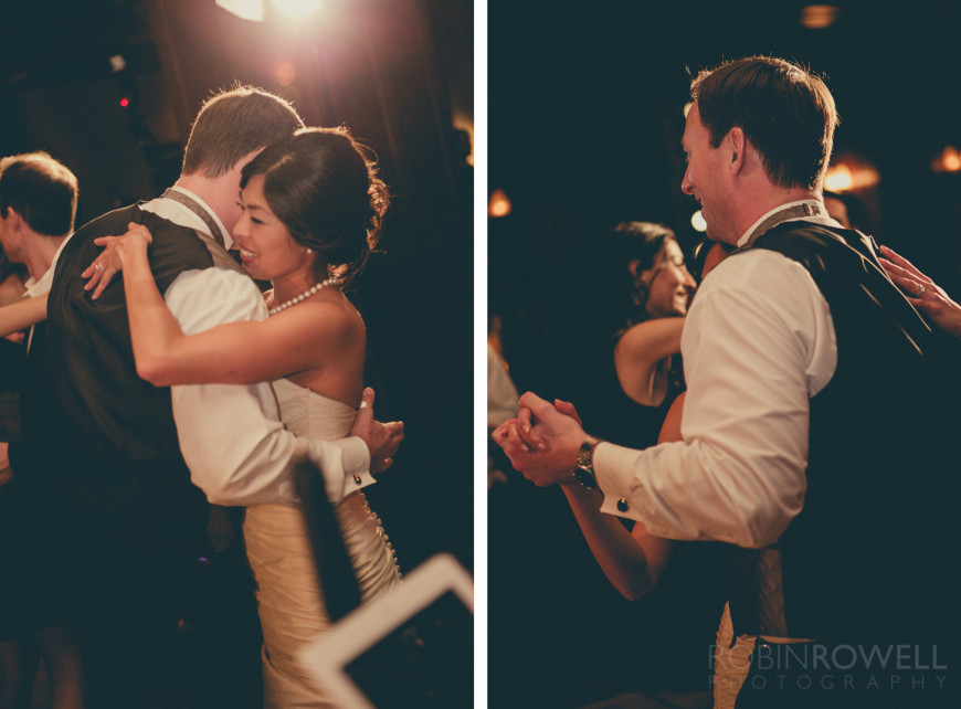 Diptych of the bride and groom dancing The Woodlands Country Club - Palmer Course