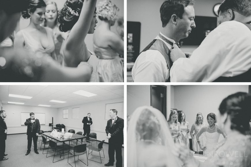 A montage of scenes of the bridal and grooms party
