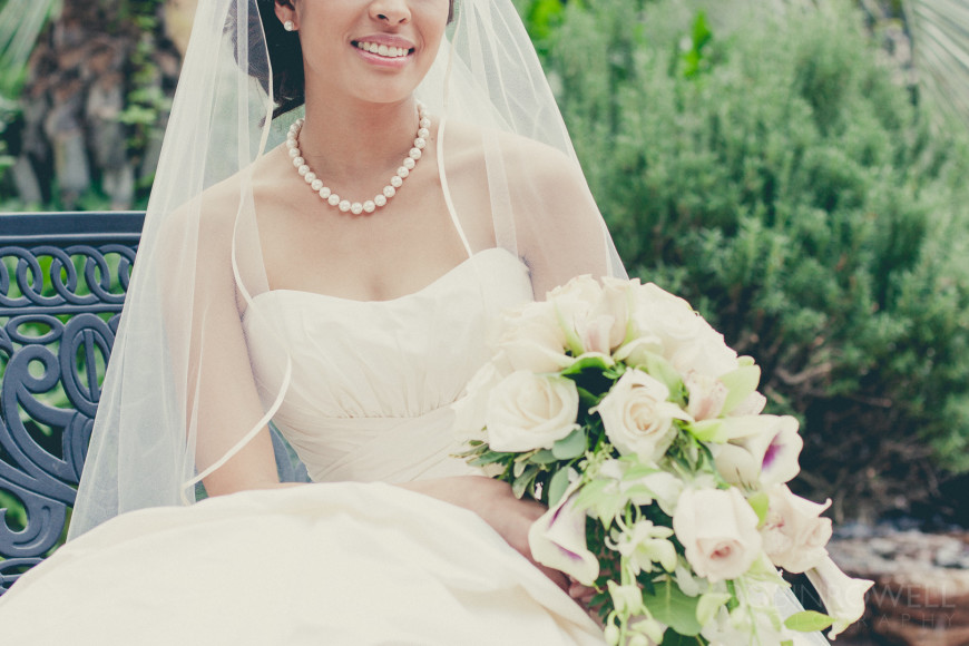 A close crop of the bride and her flowers at The Woodlands United Methodist Church