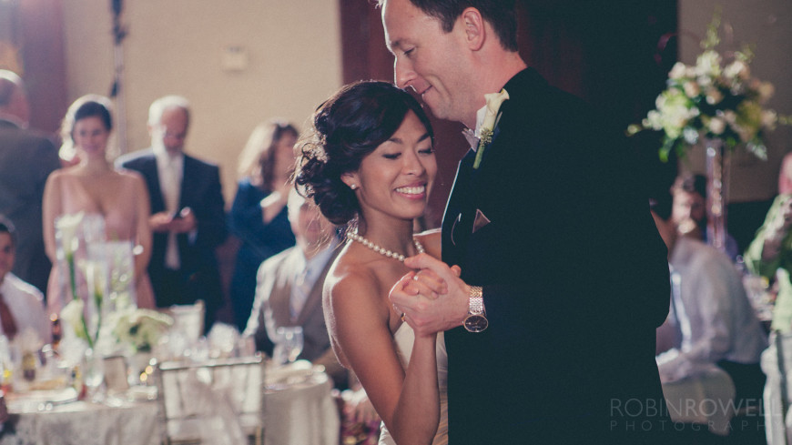 Bride and groom share their first dance at The Woodlands Country Club - Palmer Course