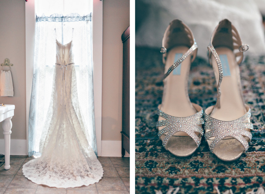 Bride's gown and shoes