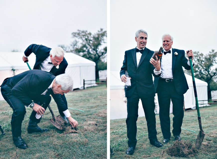 The buried wedding bourbon is dug from the ground